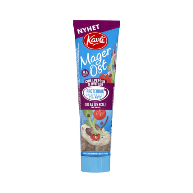 Low-Fat Cheese Chili Pepper & Garlic 175g Tube Kavli (Magerost Chili Pepper&Hvitløk) | Cheese Spreads | Cheese spread, Snacks | Kavli